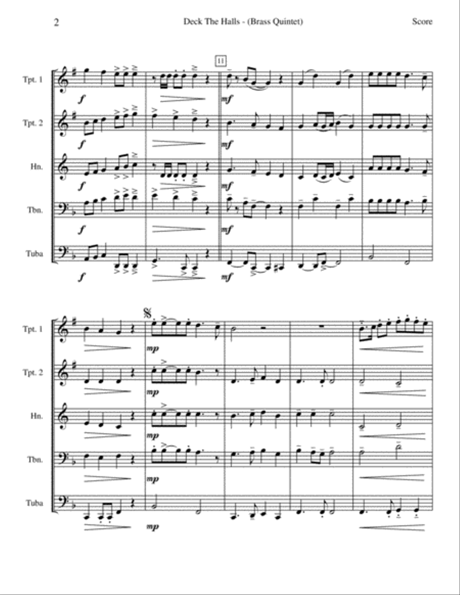 Deck The Halls Brass Ensemble scores gallery preview page 3