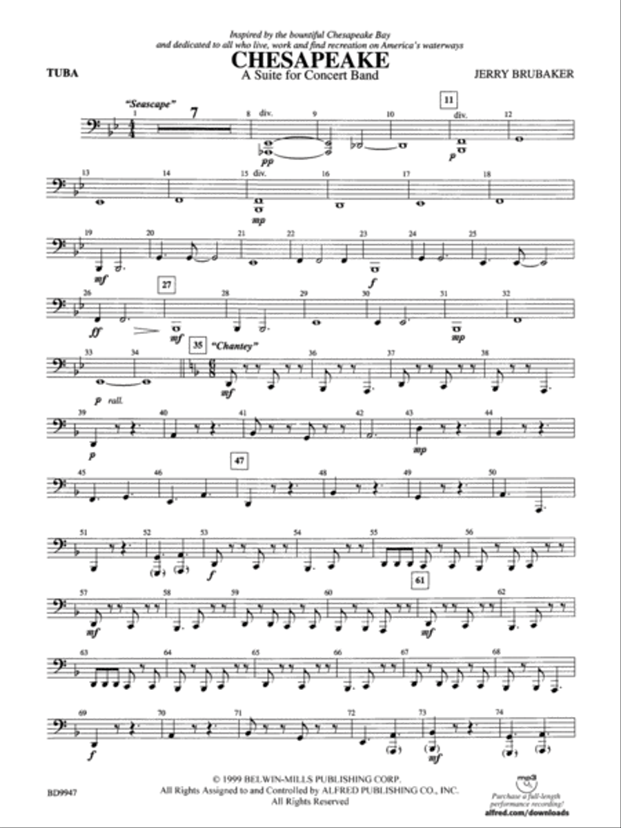 Chesapeake: Tuba Concert Band scores gallery preview page 1