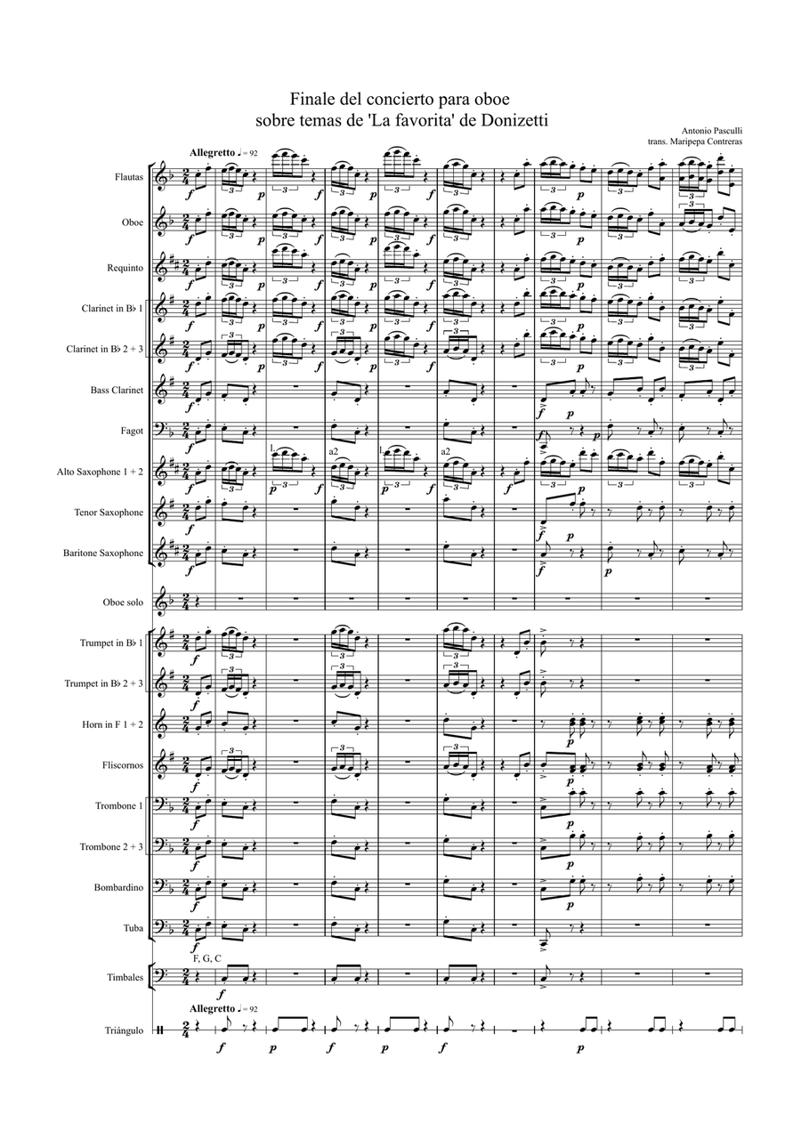 La favorita - A. Pasculli - Finale oboe concerto sobre temas de La Favorita de Donizetti (banda) win Concert Band scores gallery preview page 1