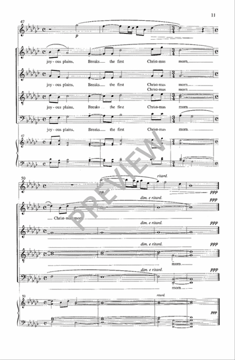 Calm on the Listening Ear of Night 4-Part scores gallery preview page 12