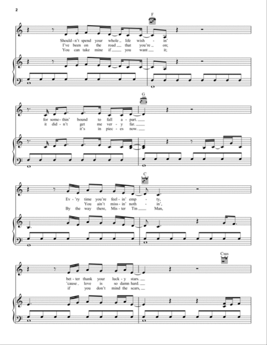 Tin Man Piano, Vocal, Guitar scores gallery preview page 2