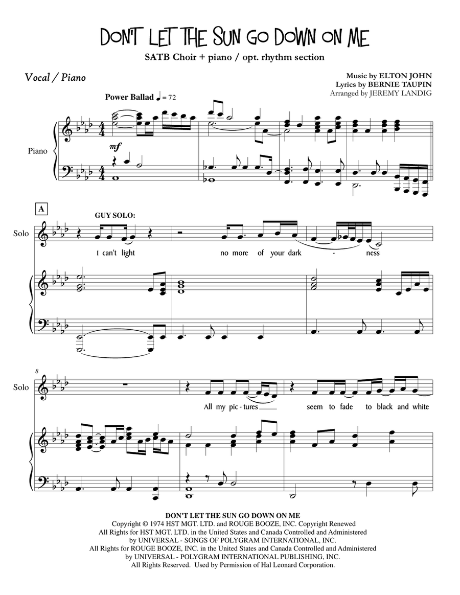 Don't Let The Sun Go Down On Me Divisi scores gallery preview page 1