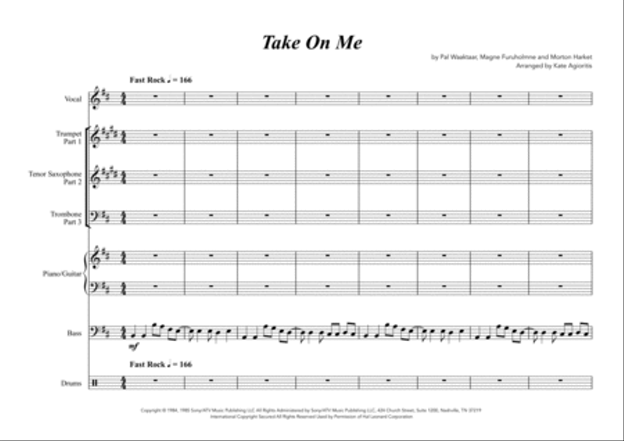 Take On Me Jazz Ensemble scores gallery preview page 3