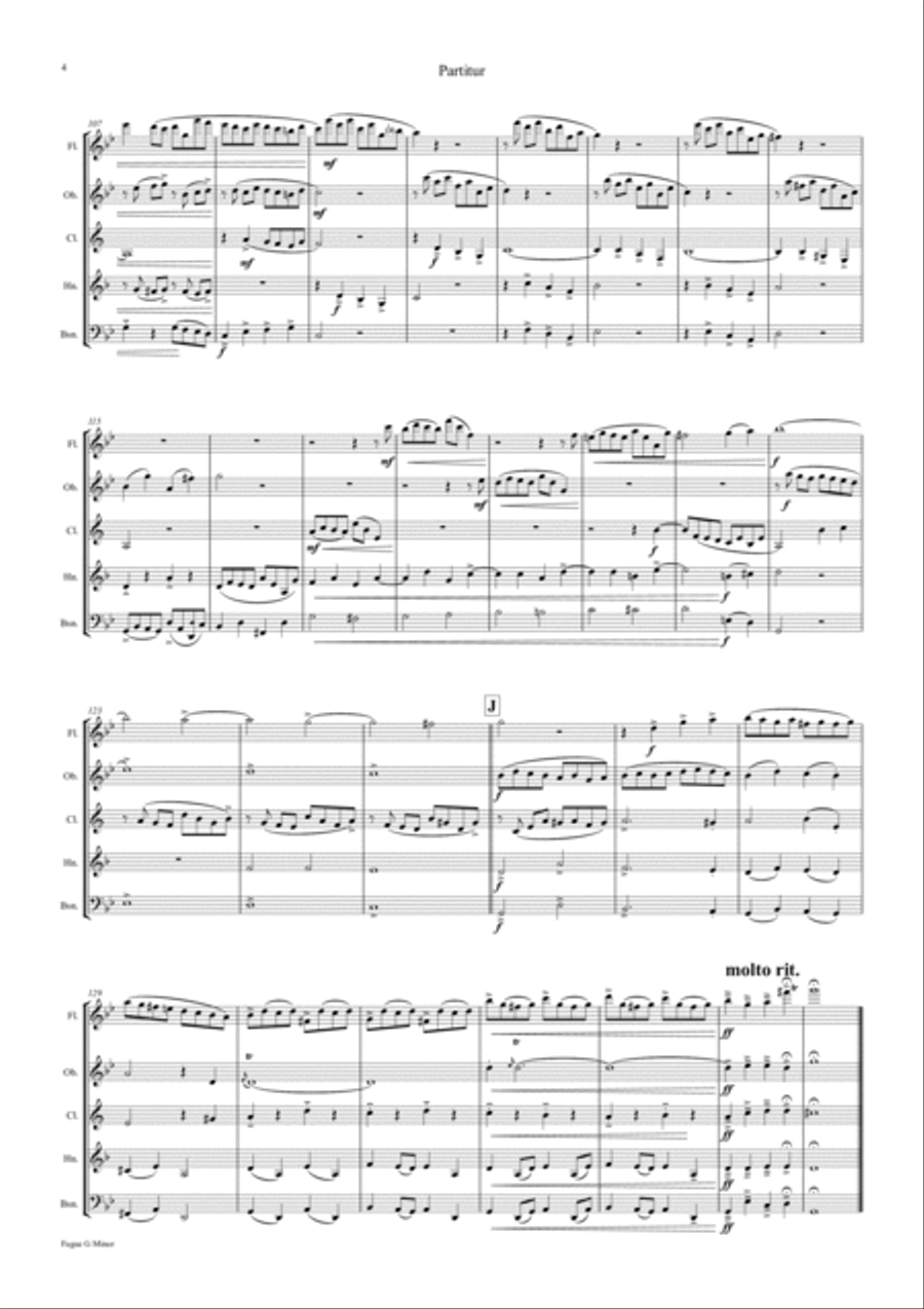 Fugue G Minor - (the 'little') - BWV 578 - Swing - Wind Quintet Woodwind Quintet scores gallery preview page 4