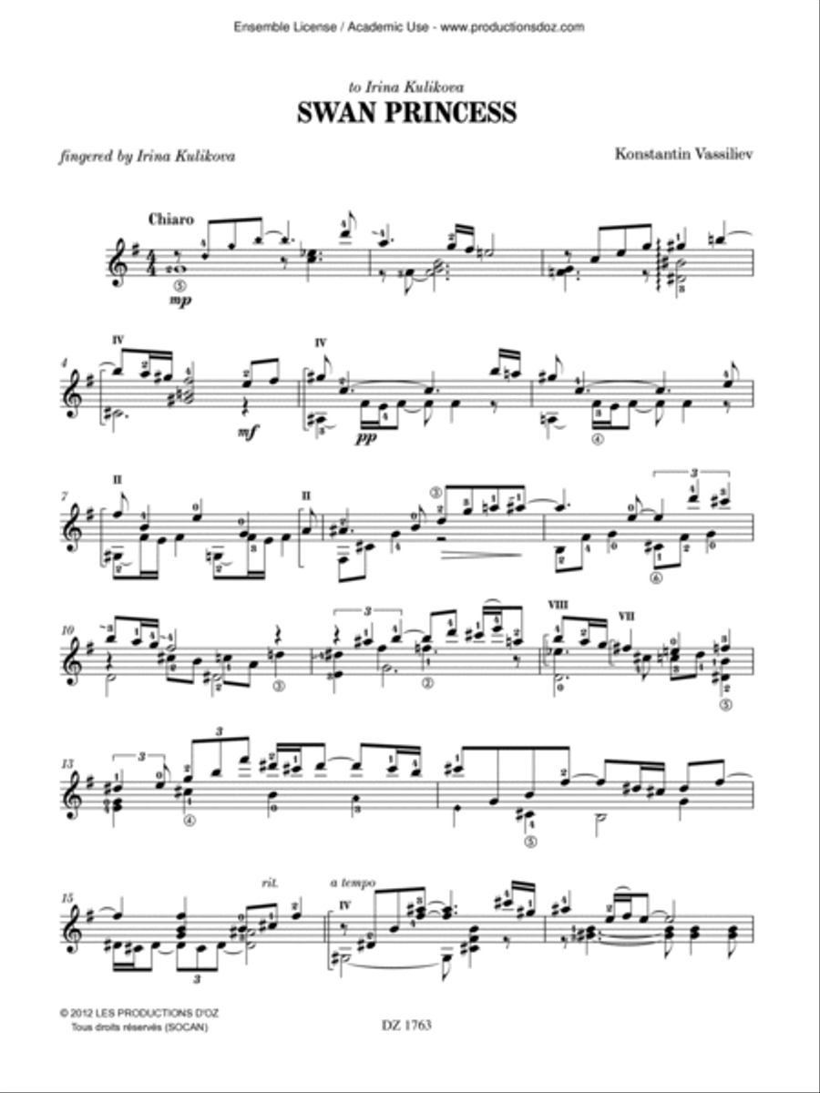 Swan Princess Classical Guitar scores gallery preview page 4