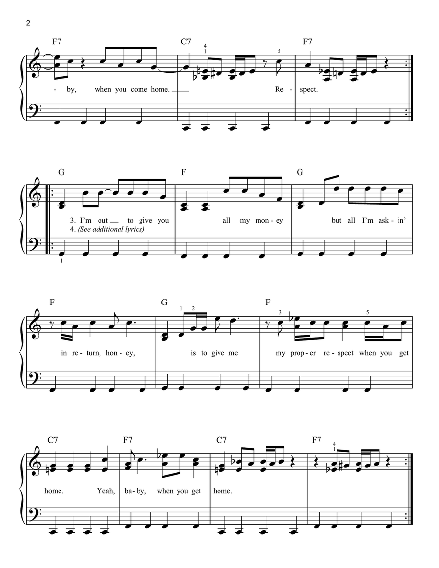 Respect Easy Piano scores gallery preview page 2