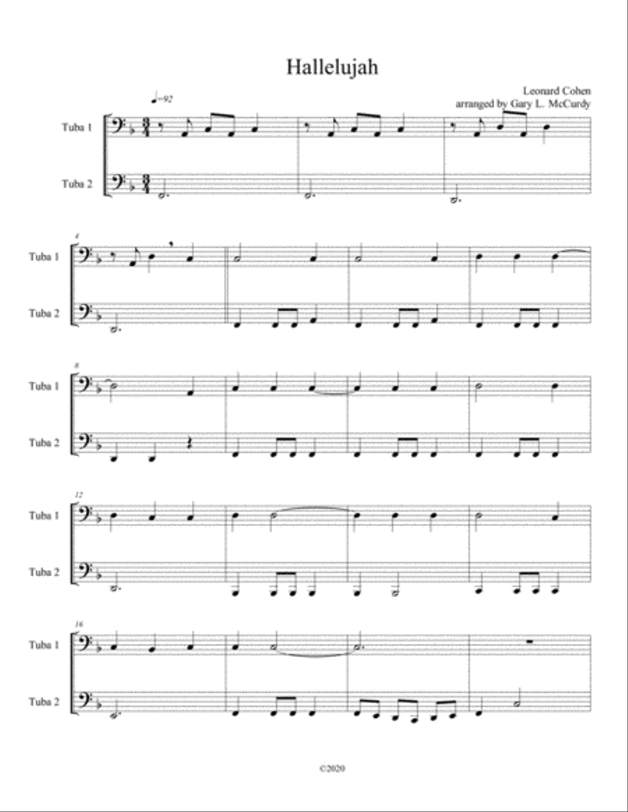 Hallelujah Brass Duet scores gallery preview page 2