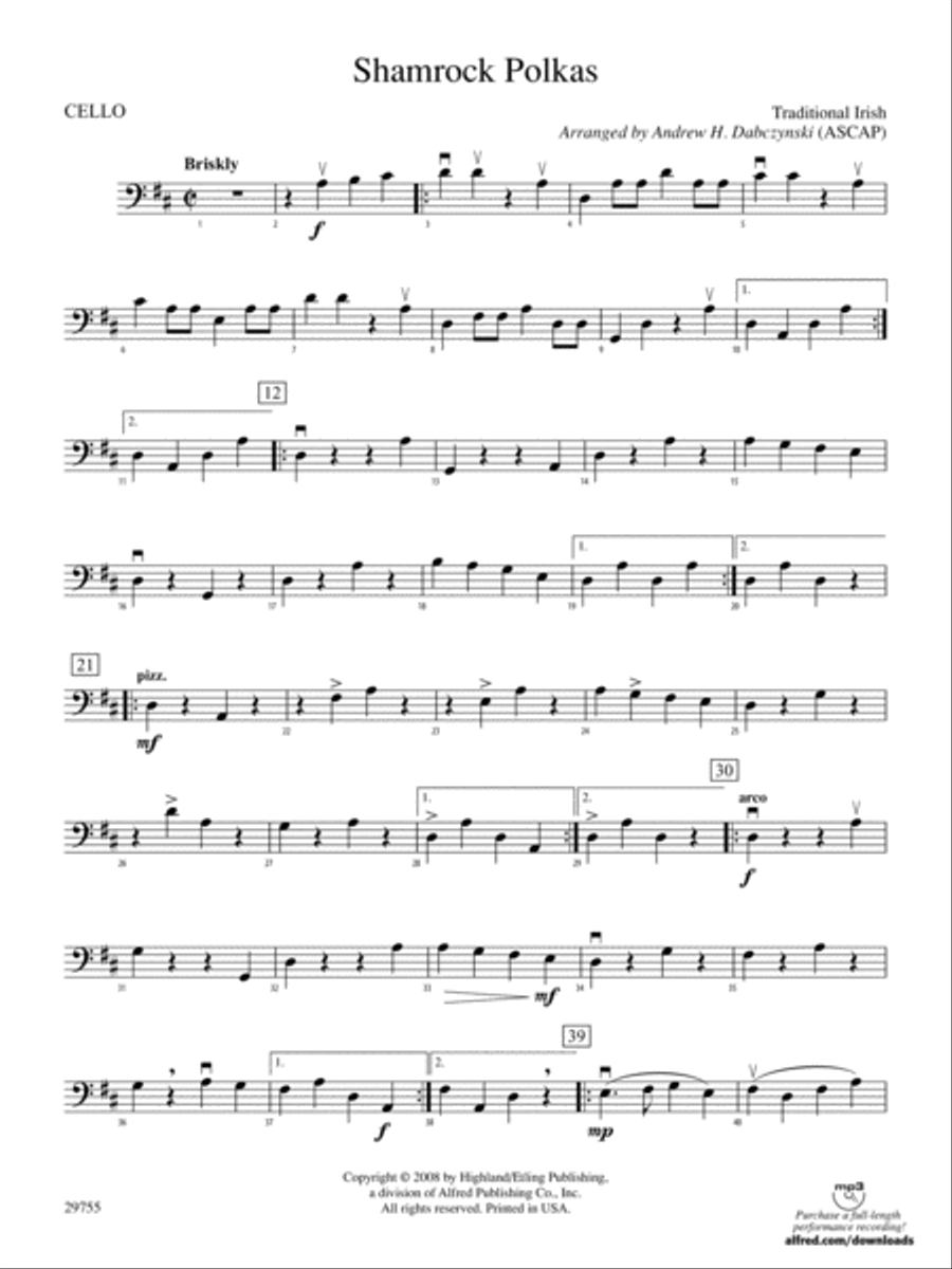 Shamrock Polkas: Cello String Orchestra scores gallery preview page 1