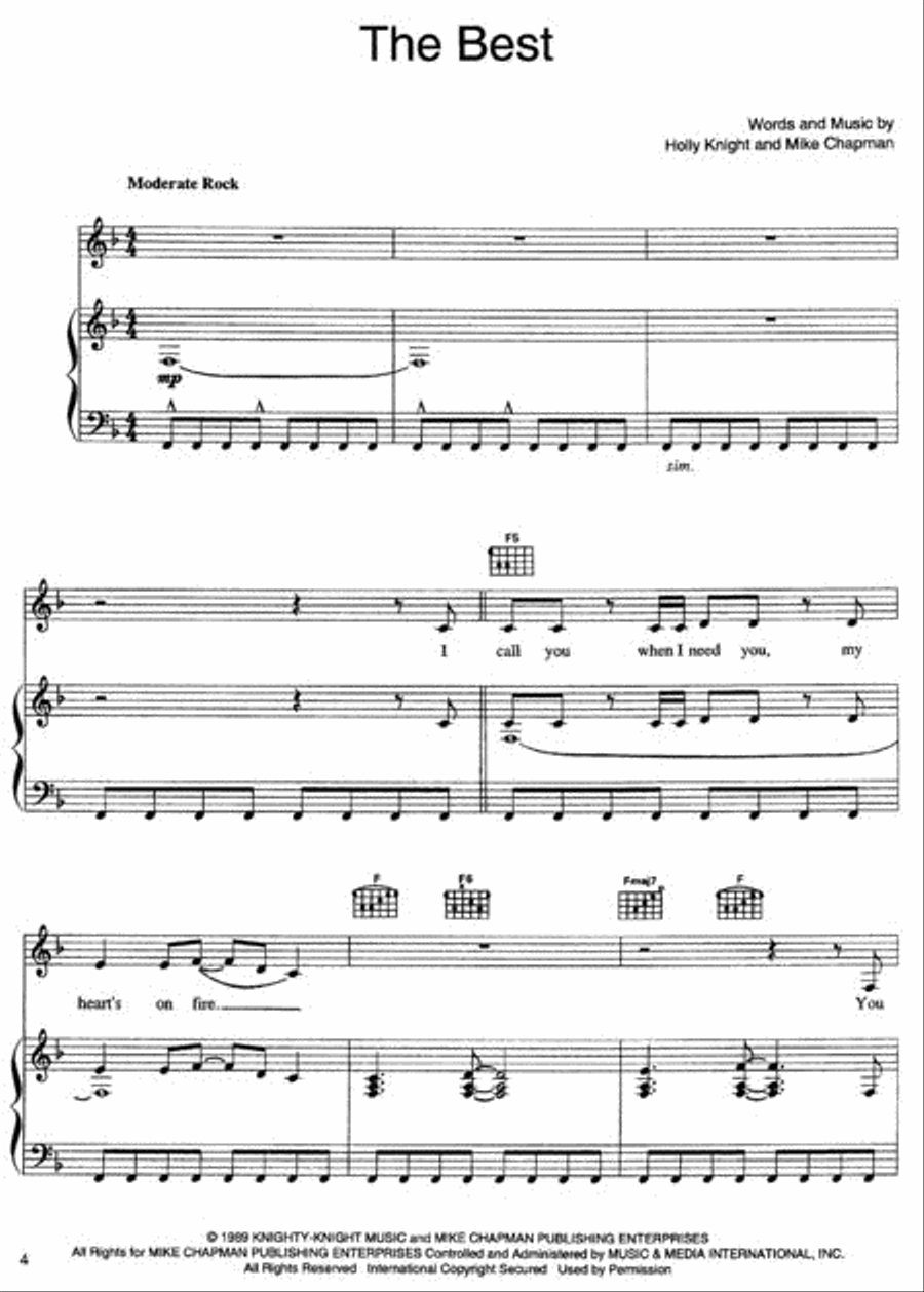 Simply the Best of Tina Turner Piano, Vocal, Guitar scores gallery preview page 2