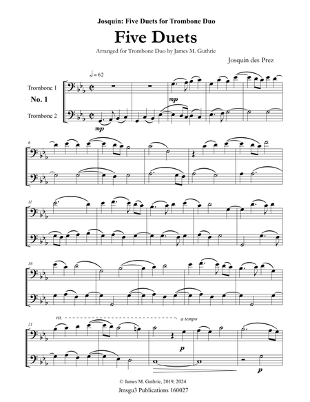 Josquin: Five Duets for Trombone Duo image number null