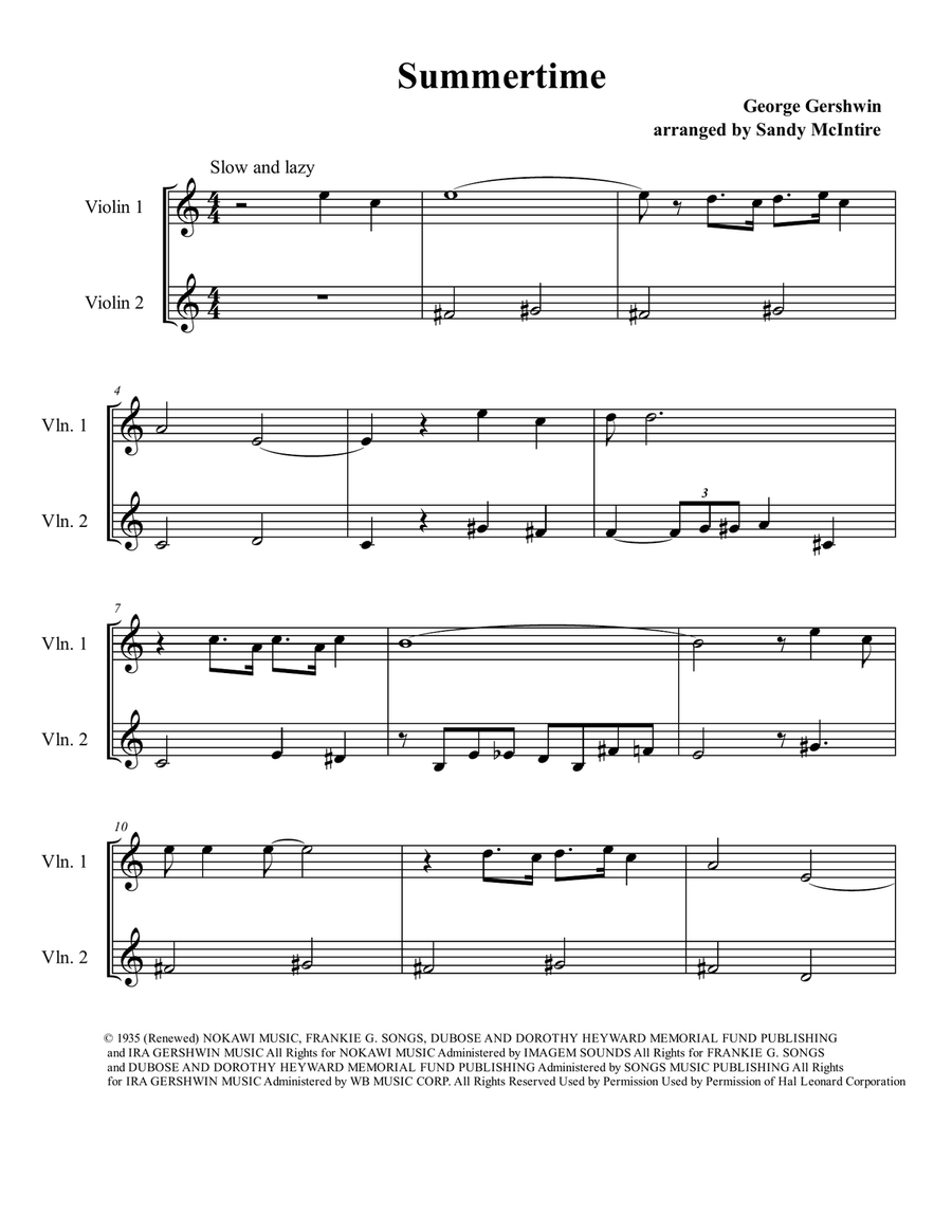 Summertime String Duet scores gallery preview page 1