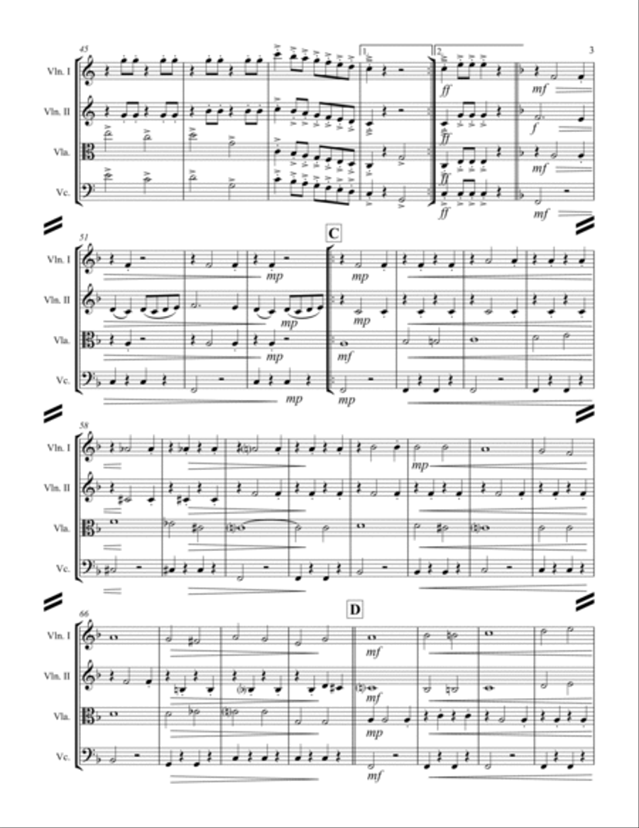 March – Entry of the Gladiators (for String Quartet) String Quartet scores gallery preview page 4