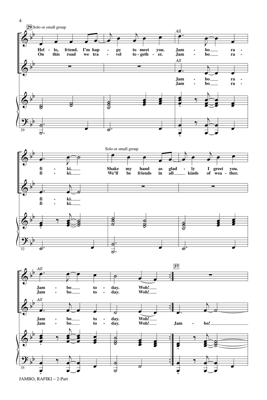 Jambo, Rafiki (Hello, Friend) 2-Part scores gallery preview page 3