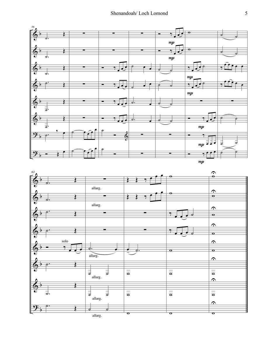Shenandoah/ Loch Lomond Small Ensemble scores gallery preview page 6