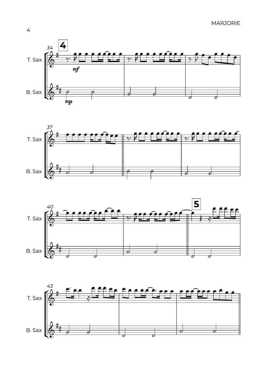 Marjorie Marjorie Tenor Saxophone scores gallery preview page 4