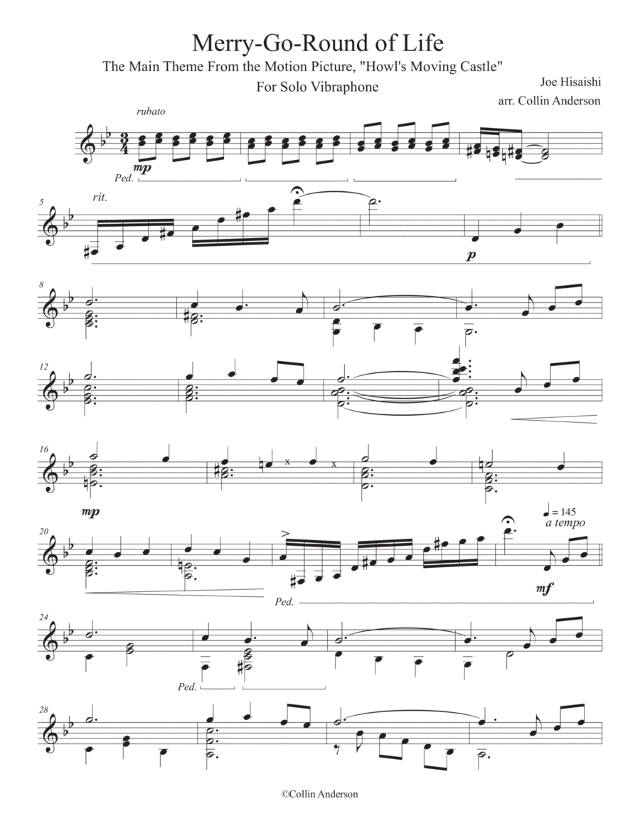 Merry-go-round Of Life Vibraphone scores gallery preview page 1