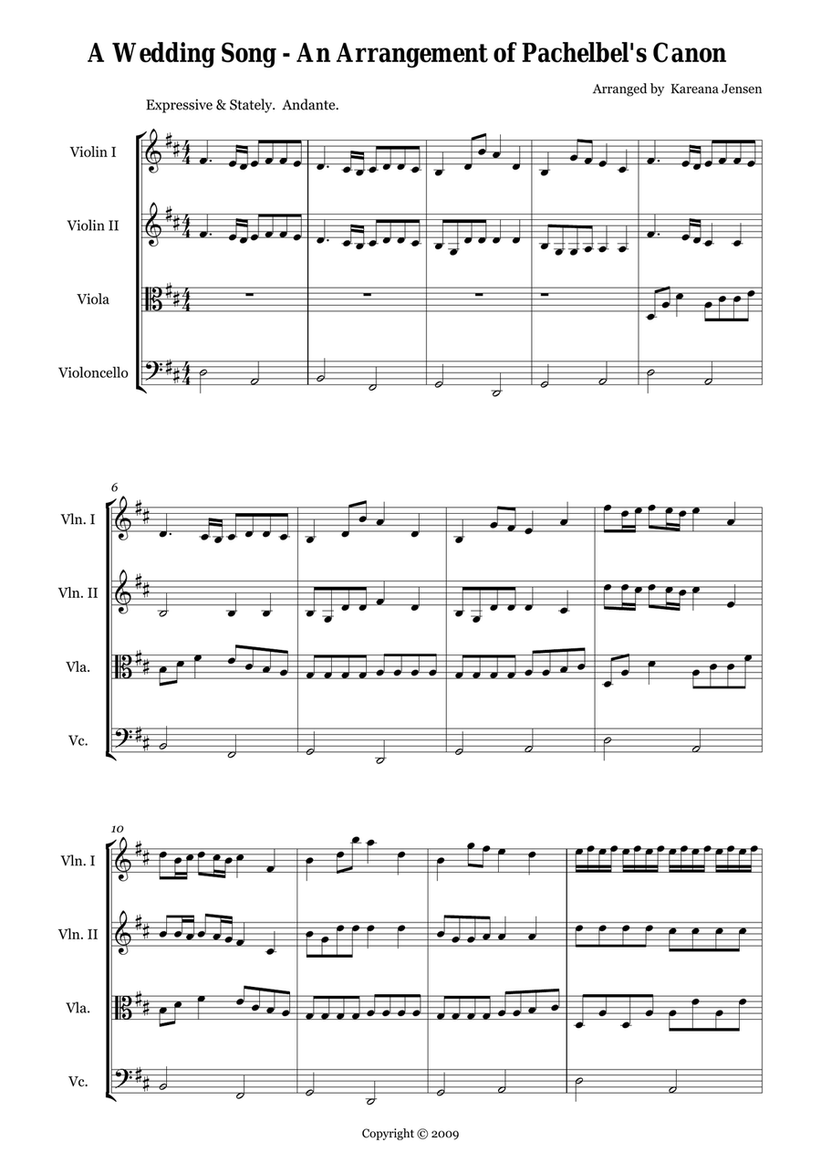 Wedding Arrangement of Pachelbel's Canon