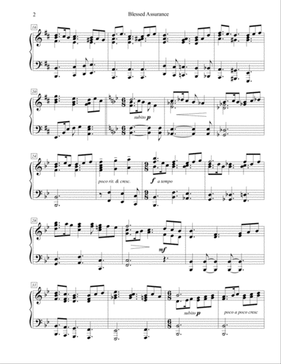Blessed Assurance Piano Solo scores gallery preview page 2