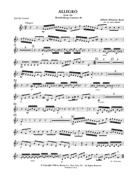 Allegro from Brandenburg Concerto No. 3 - 2nd Bb Cornet