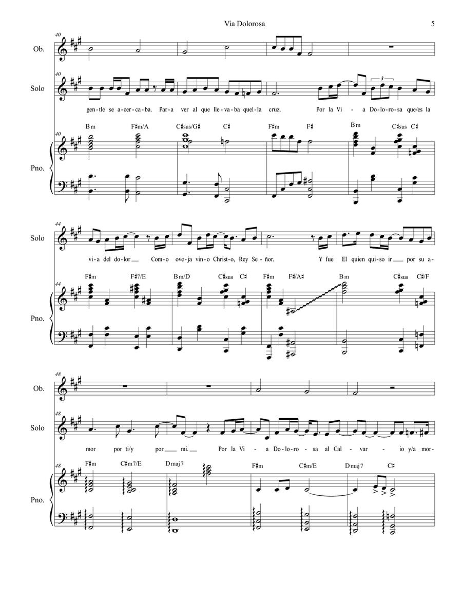 Via Dolorosa Piano, Vocal scores gallery preview page 5