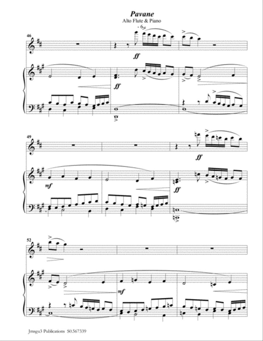 Fauré: Pavane Op. 50 for Alto Flute & Piano Fauré: Pavane Op. 50 for Alto Flute & Piano Flute Solo scores gallery preview page 6