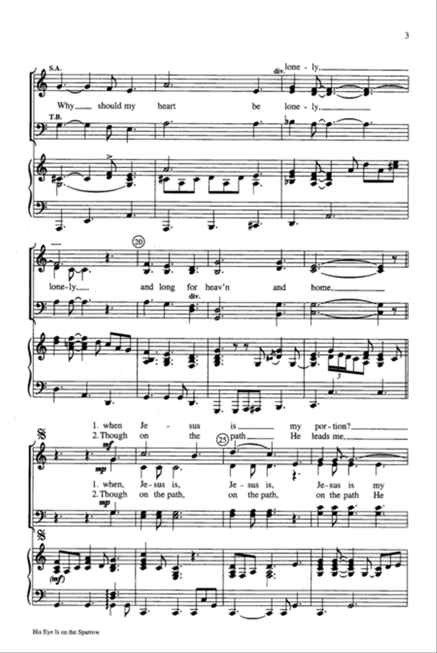 His Eye Is on the Sparrow 4-Part scores gallery preview page 3