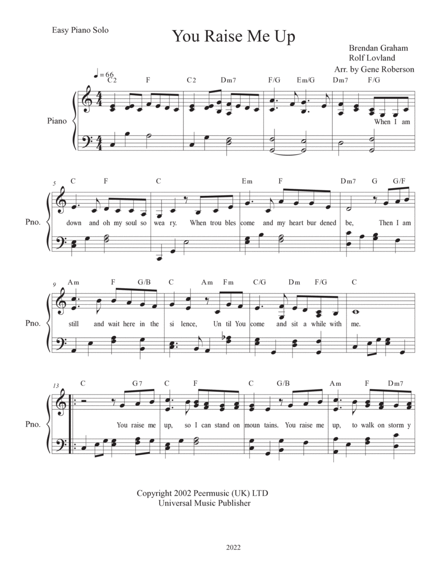 You Raise Me Up Easy Piano scores gallery preview page 1