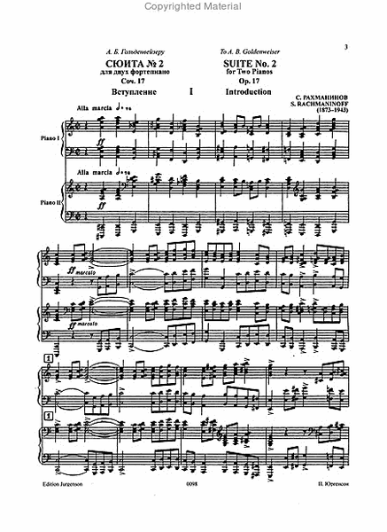 Suite No. 2 for Two Pianos Op. 17