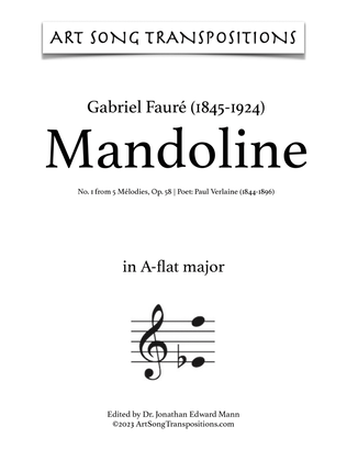 Book cover for FAURÉ: Mandoline, Op. 58 no. 1 (transposed to A-flat major)
