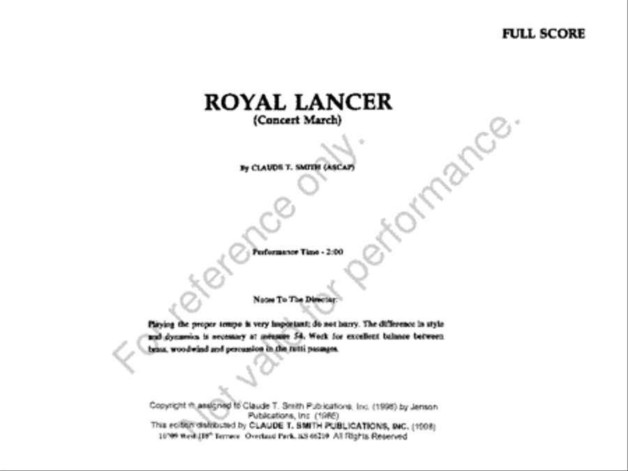 Royal Lancer Royal Lancer Concert Band scores gallery preview page 2