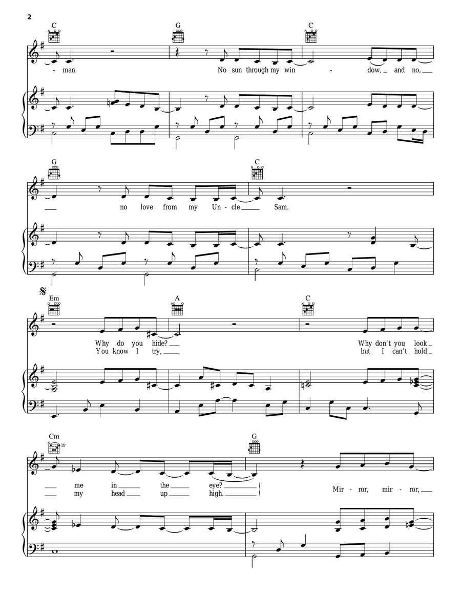 Mirror Mirror Piano, Vocal, Guitar scores gallery preview page 2