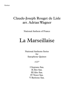Book cover for La Marseillaise (National Anthem of France) Saxophone Quintet arr. Adrian Wagner