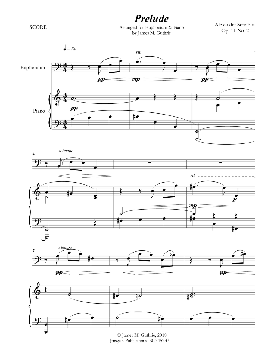 Scriabin: Prelude Op. 11 No. 2 for Euphonium & Piano