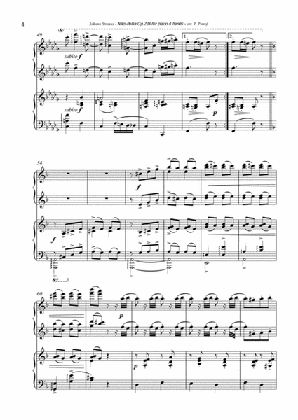 J. Strauss II - Niko-Polka Op.228 - piano 4 hands image number null