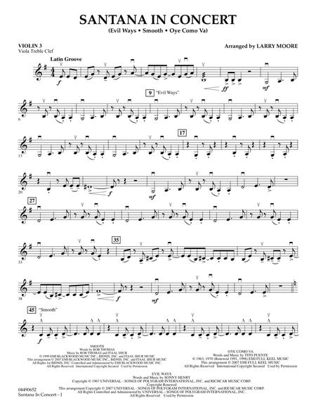 Santana in Concert - Violin 3 (Viola Treble Clef)