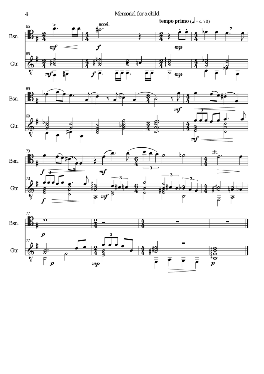 Memorial for a child for bassoon and guitar Bassoon scores gallery preview page 4