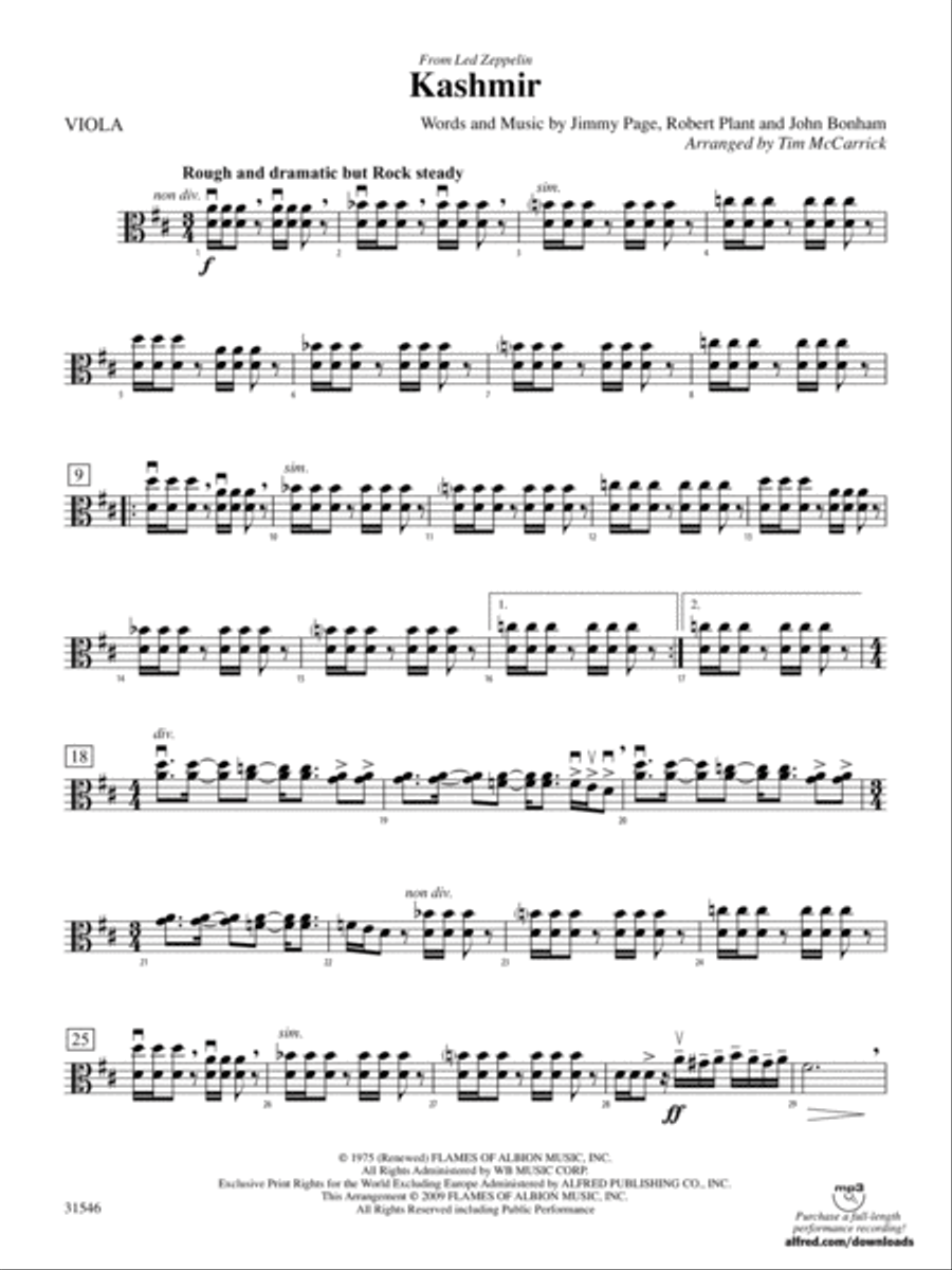 Kashmir: Viola String Orchestra scores gallery preview page 1