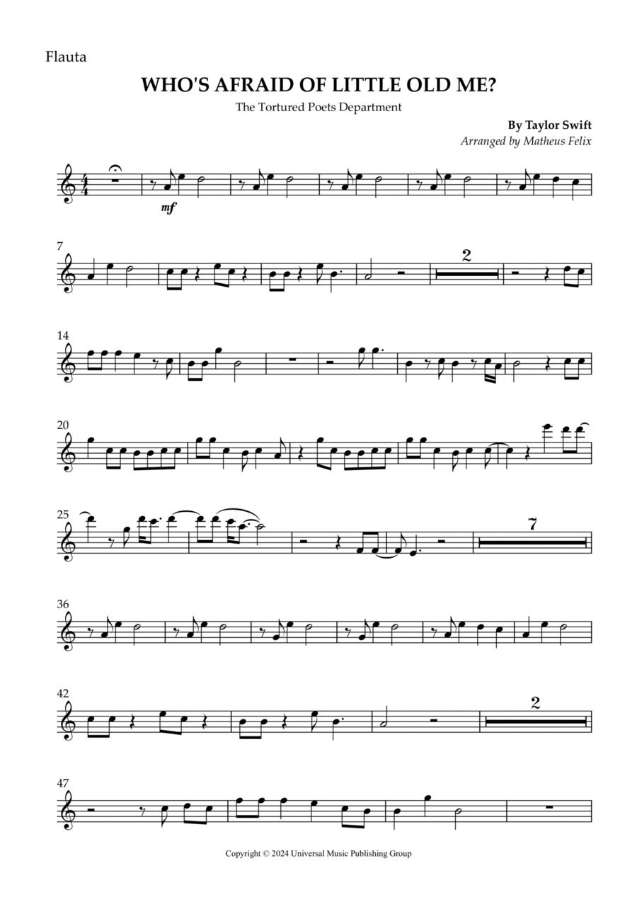 Who's Afraid Of Little Old Me? Flute Solo scores gallery preview page 1