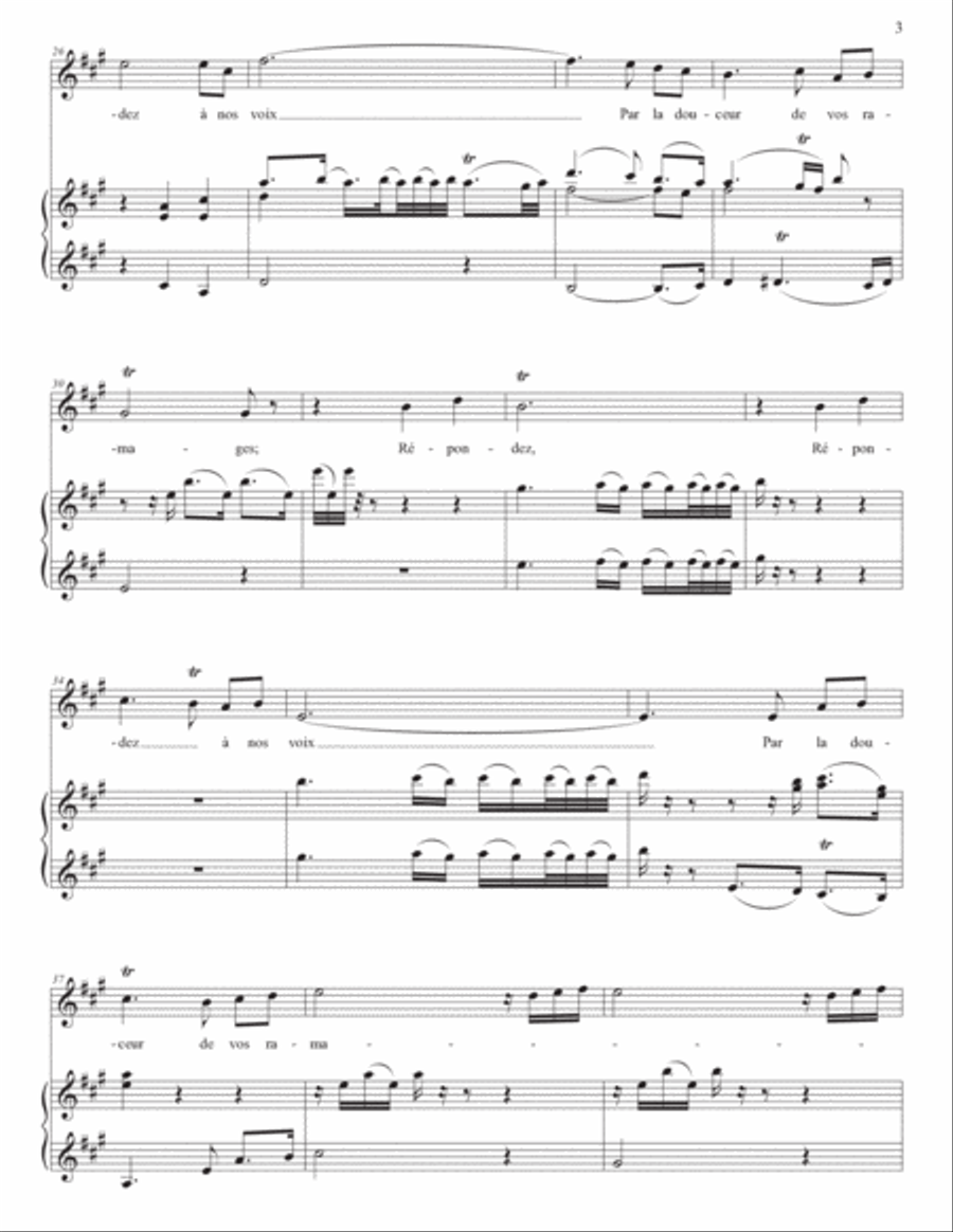 RAMEAU: Rossignols amoureux (transposed to A major) Piano, Vocal scores gallery preview page 4