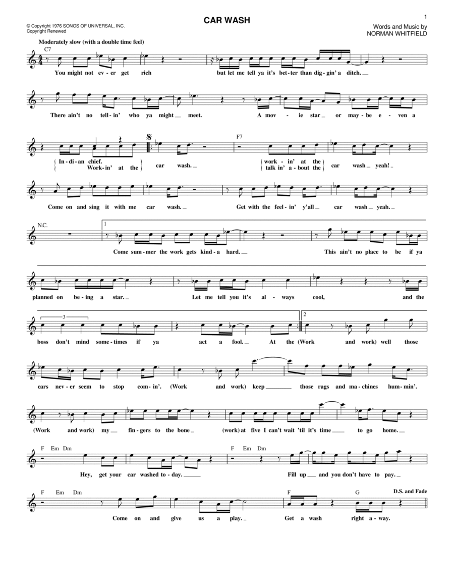 Car Wash Piano scores gallery preview page 1