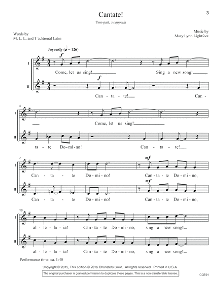 A Cappella! Volume I - Two Part Treble Complete Edition (Reproducible) 2-Part scores gallery preview page 4