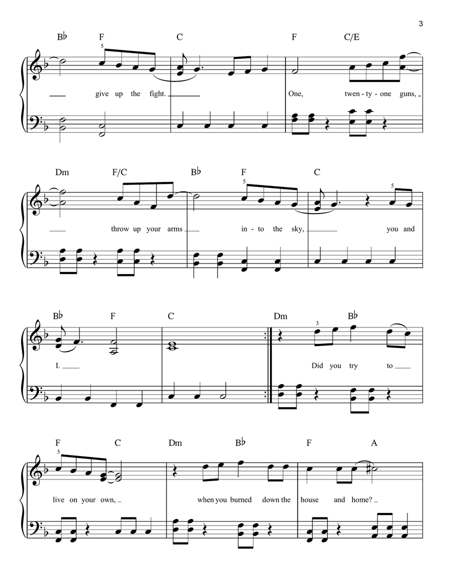 21 Guns Easy Piano scores gallery preview page 3