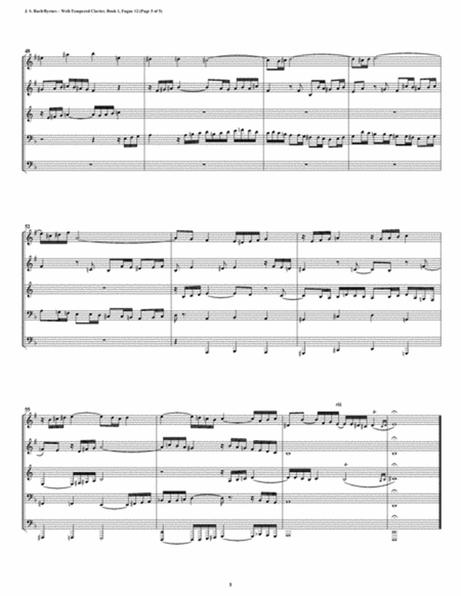 Fugue 12 from Well-Tempered Clavier, Book 1 (Brass Quintet) image number null