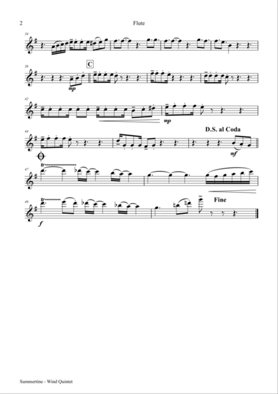 Summertime Woodwind Quintet scores gallery preview page 6