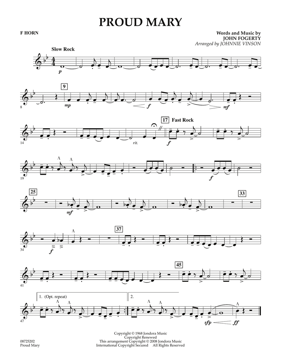 Proud Mary - F Horn Concert Band scores gallery preview page 1