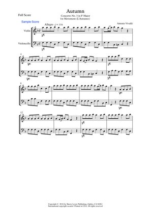 Book cover for AUTUMN, Allegro by Vivaldi String Duo, Intermediate Level for violin and cello