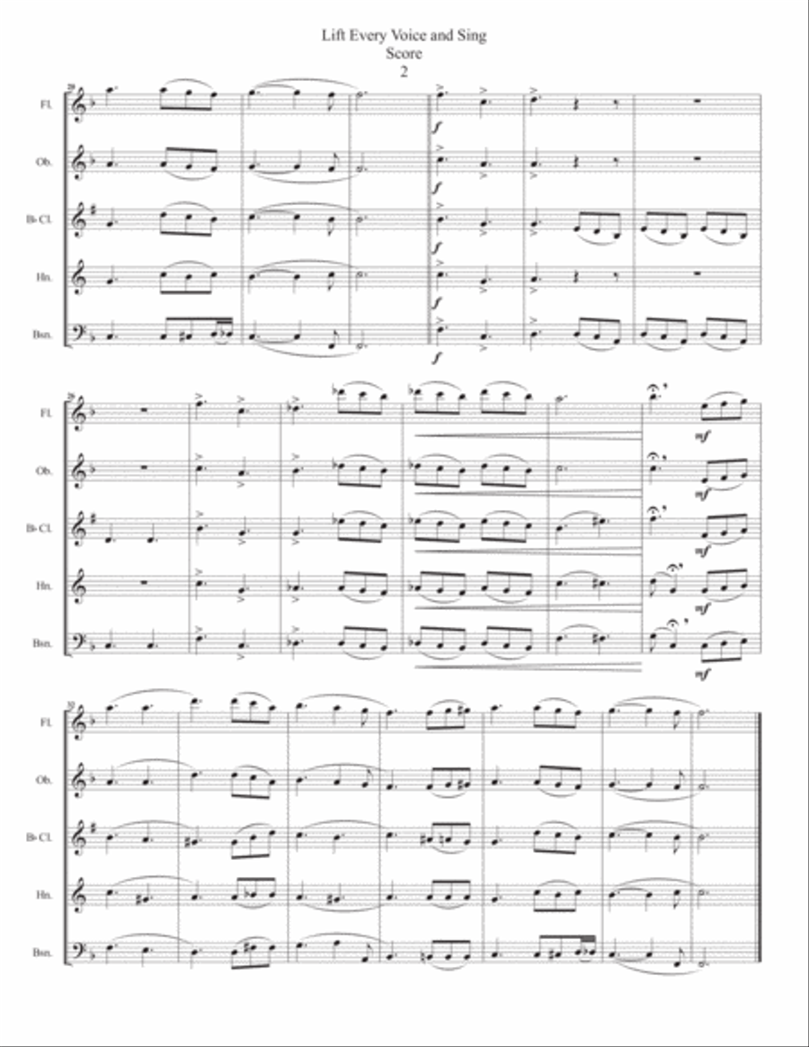 Lift Every Voice and Sing Black National Anthem for Woodwind Quintet Woodwind Quintet scores gallery preview page 3