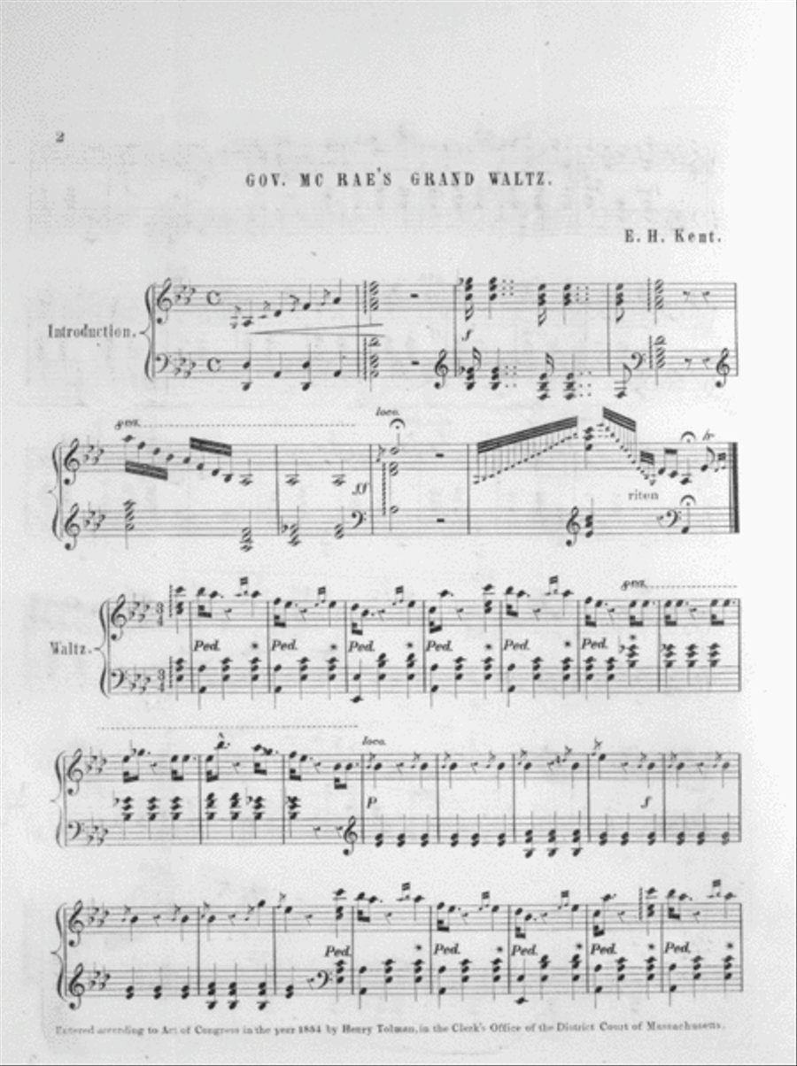 The Pascagoula Melodies. Gov. McRae's Grand Waltz Piano Solo scores gallery preview page 2