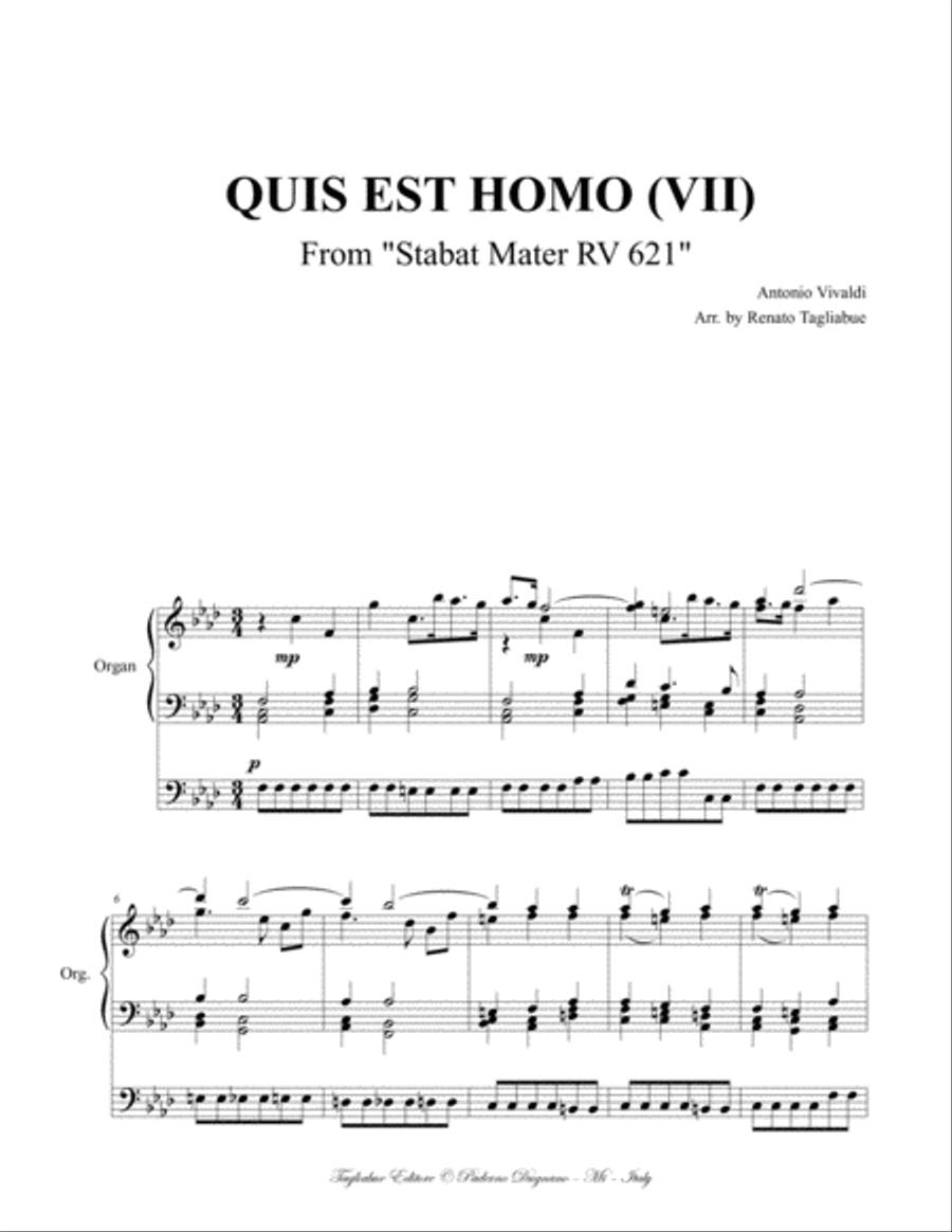 QUIS EST HOMO (VII) - (From Stabat Mater- RV 621) - For Alto,and Organ 3 staff Voice scores gallery preview page 2