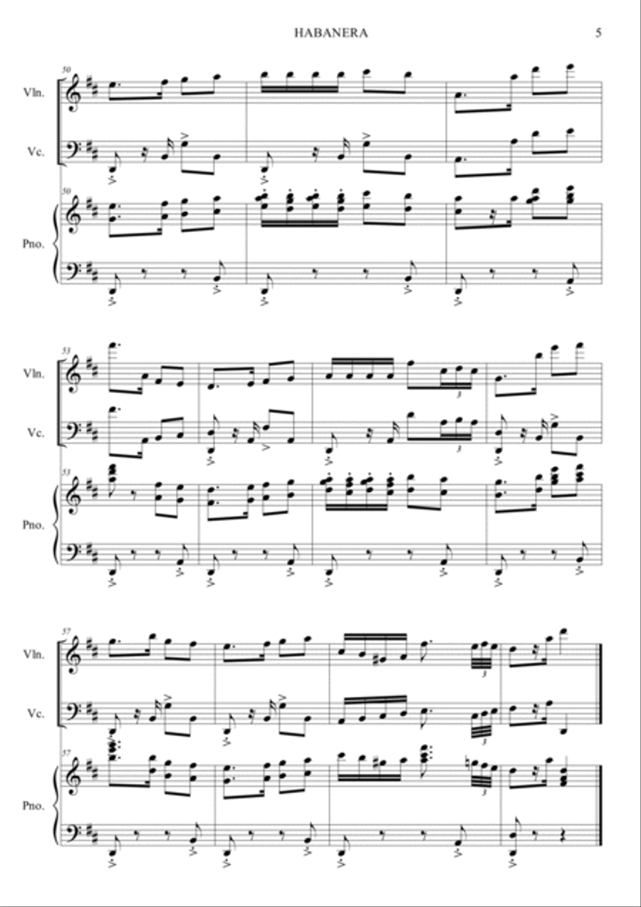 Habanera (Opera Carmen) Piano Trio scores gallery preview page 5